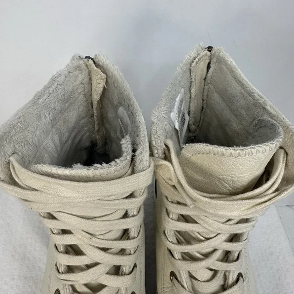 Converse Women's Size 8 Ivory Leather High Rise High Top Lined Lugged Back Zip - Picture 14 of 15